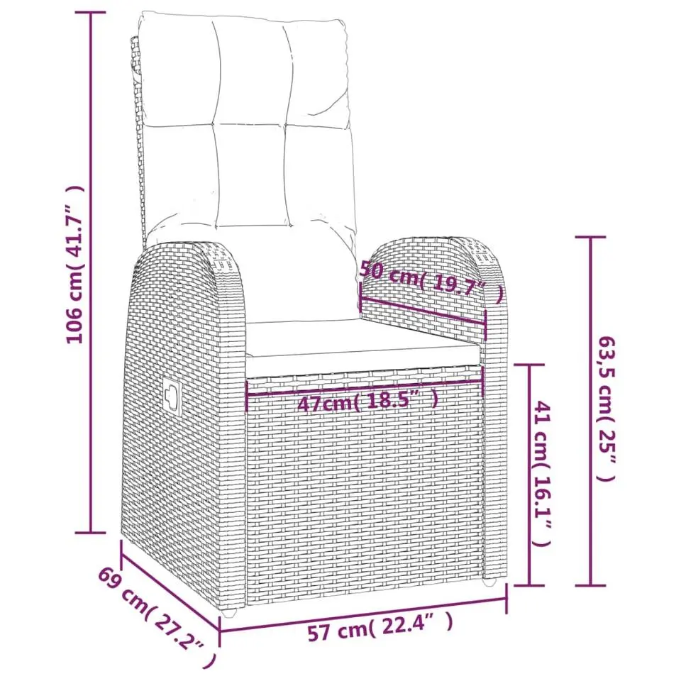 vidaXL - Zitstoel - Zwart - Poly rattan - 2 stuks