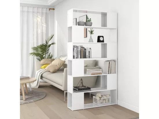Bibliothèque/Séparateur de pièce Blanc brillant 100x24x188 cm