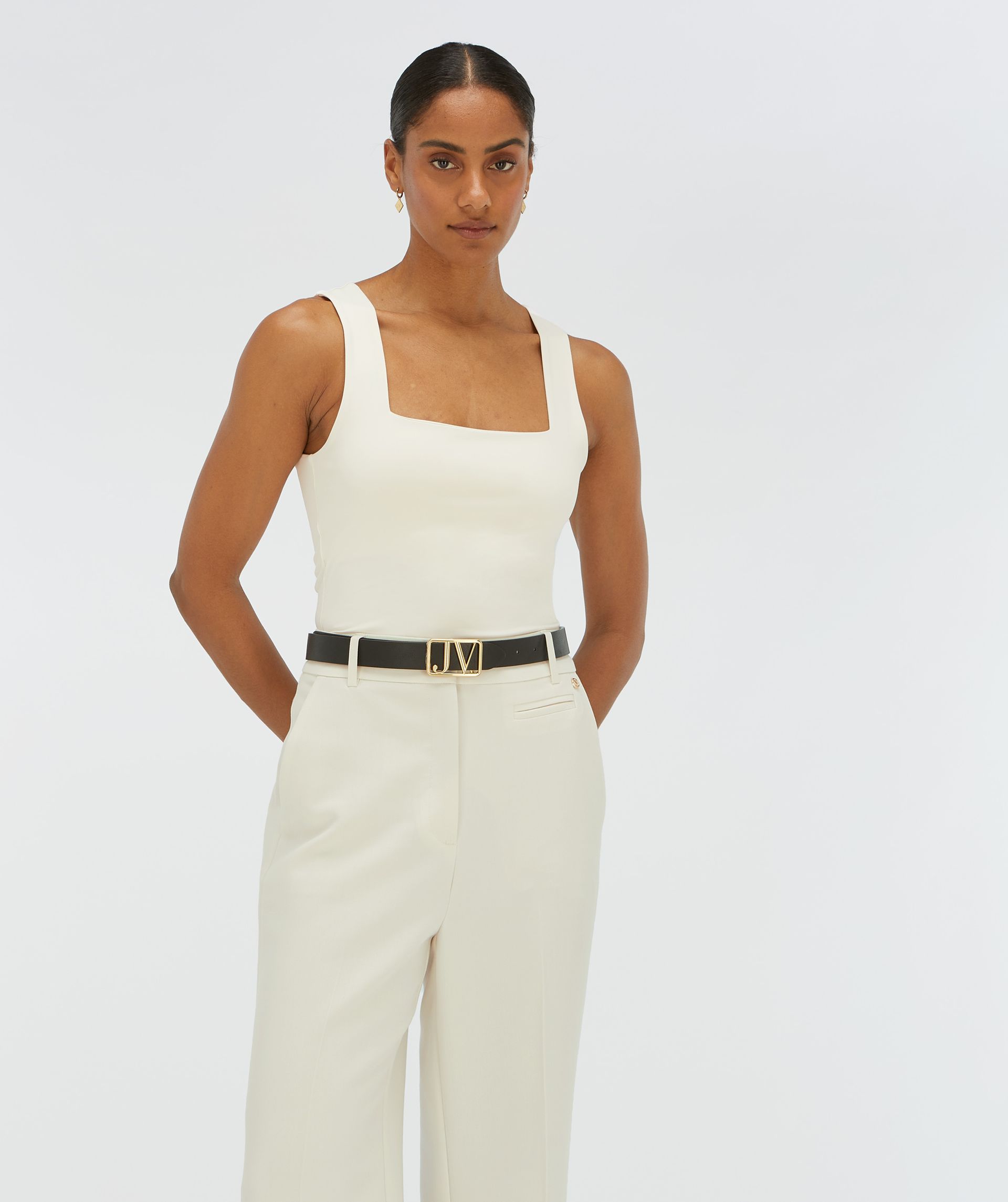 JV-LINDE slim fit top - creme white