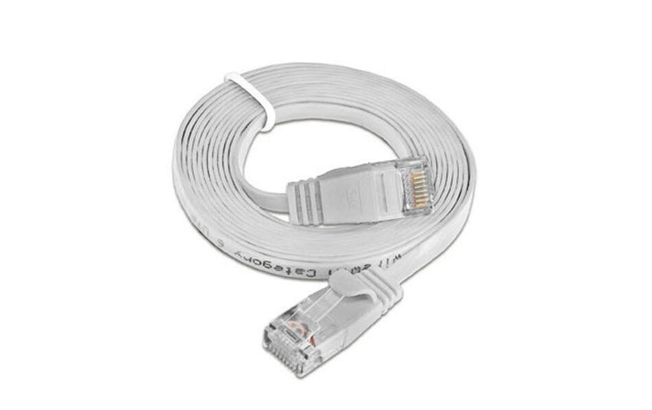 Slimpatchkabel RJ-45 - RJ-45, Cat 6, UTP, 0.15 m, WeissUnscreened/Unshielded Twisted-Pair-Kabel (UTP) mit Klinkenschutz