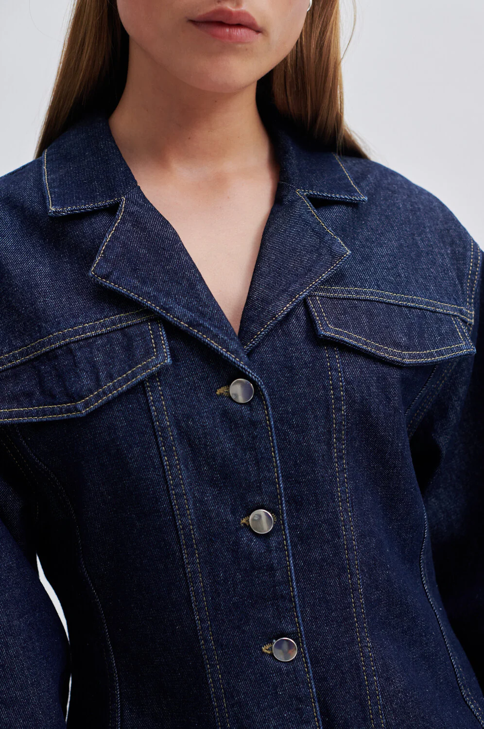 Second Female  Columbus denimjakke - Dark blue denim