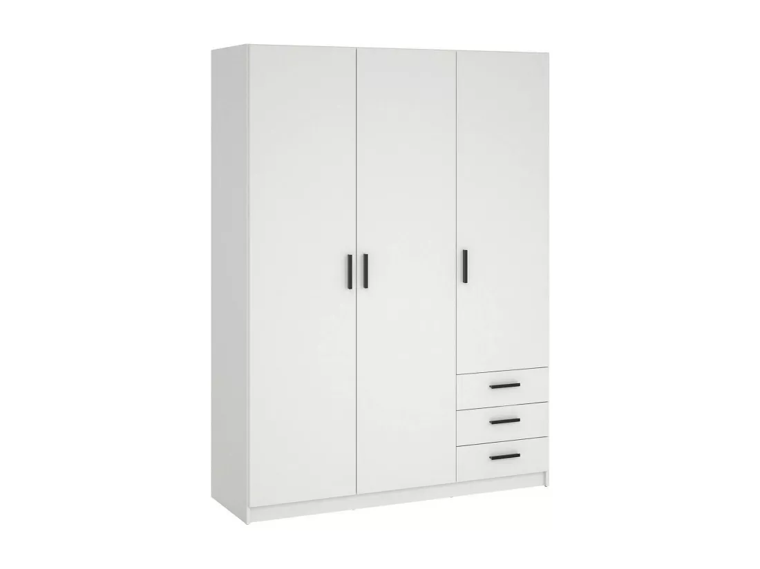 Garde-robe 3 portes Dsenk, Meubles de chambre, Penderie de plain-pied, Placard à vêtements, 147x50 h200 cm, Blanc