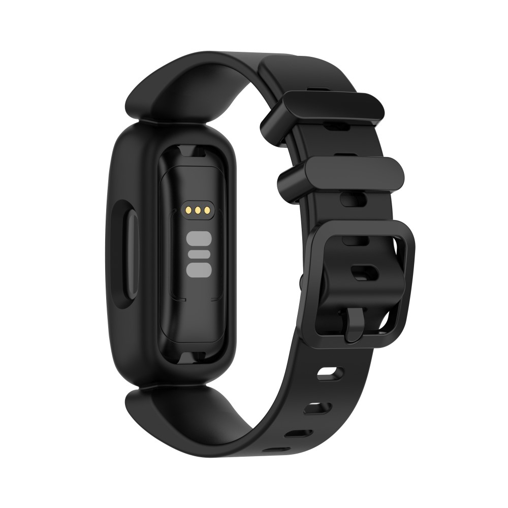 (Gr. XS) Fitbit Ace 3 / Inspire 2 / Inspire HR / Inspire Gummi Armband mit Dornschliesse (Gelenkumfang 130-200 mm) - Schwarz