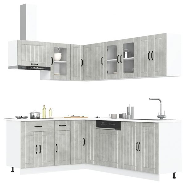 vidaXL 11 Peças Armário de Cozinha Conjunto Lucca Concreto Cinza - 3360310445