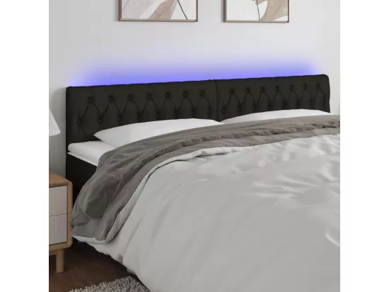 Tête de lit à LED Noir 200x7x78/88 cm Tissu