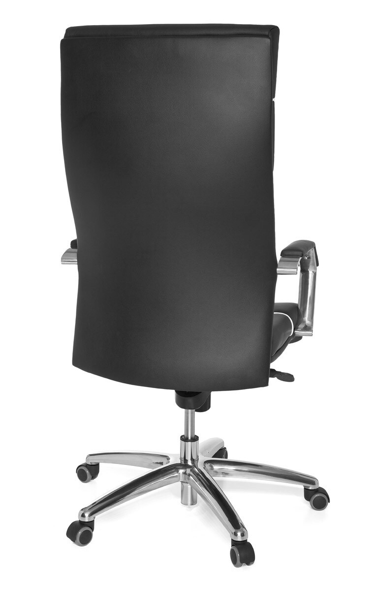 KADIMA DESIGN XXL Chefsessel Kanzas: Echtleder, Soft-Air Formpolster, verchromte Armlehnen, Aluminium-Fußkreuz, 5-Punkt Mechanik.