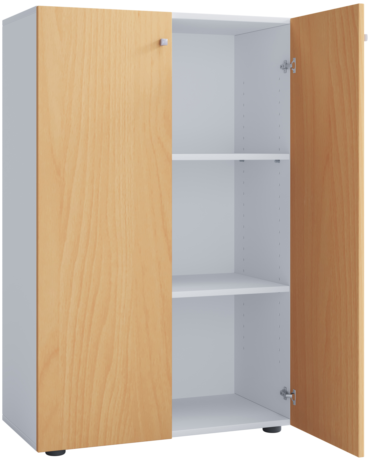 Büroschrank LONA XL - Buche - weiß - mit Drehtüren - 110 cm hoch