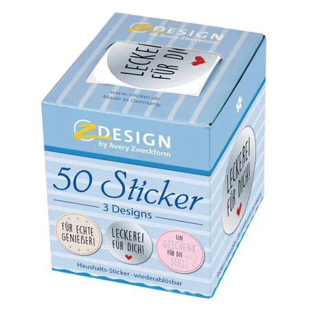 Avery Zweckform Z-Design 56860, Sticker auf Rolle, Für echte Genießer, 50 Aufkleber