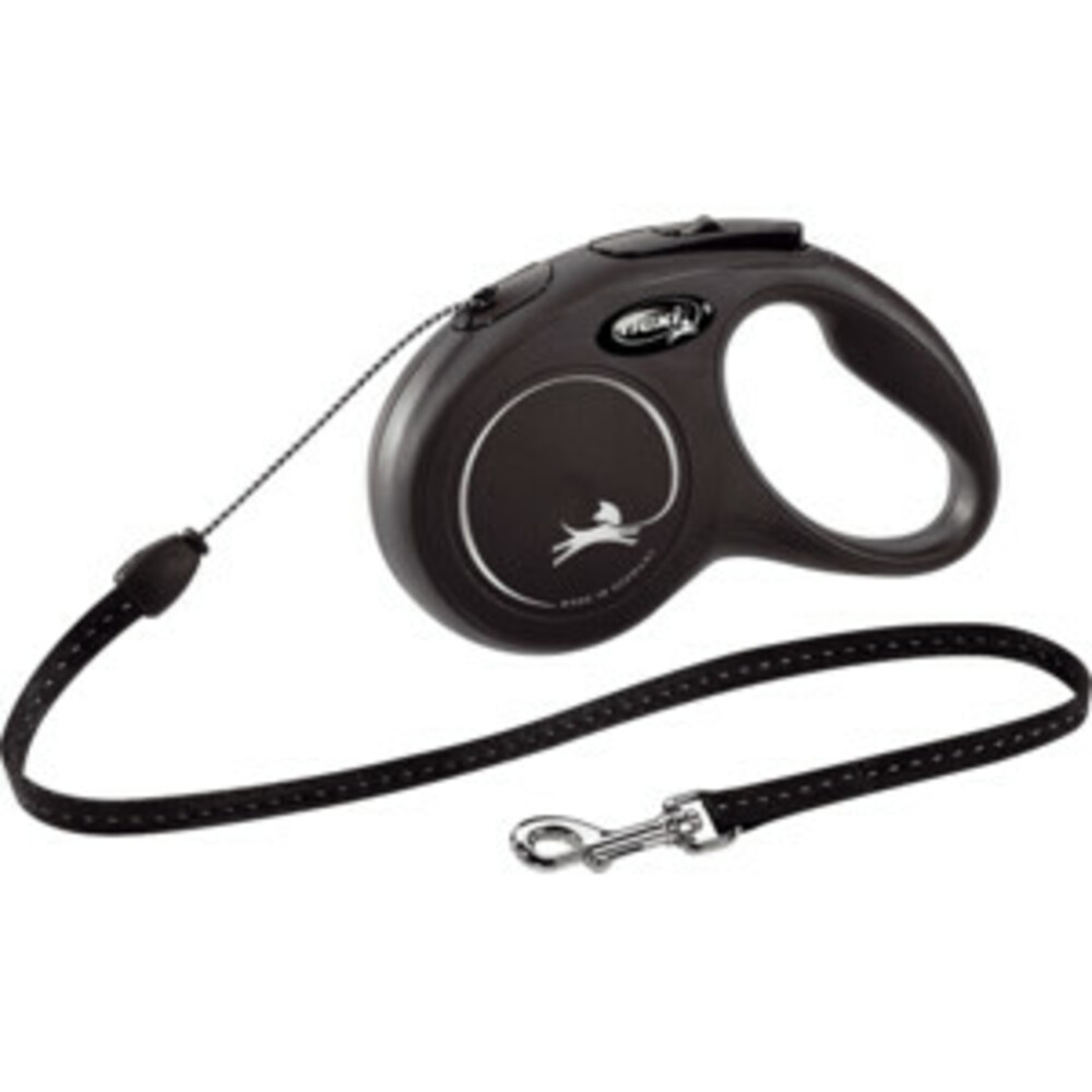 Flexi Rollijn Classic Koord 5 mtr tot 12 kg Zwart
