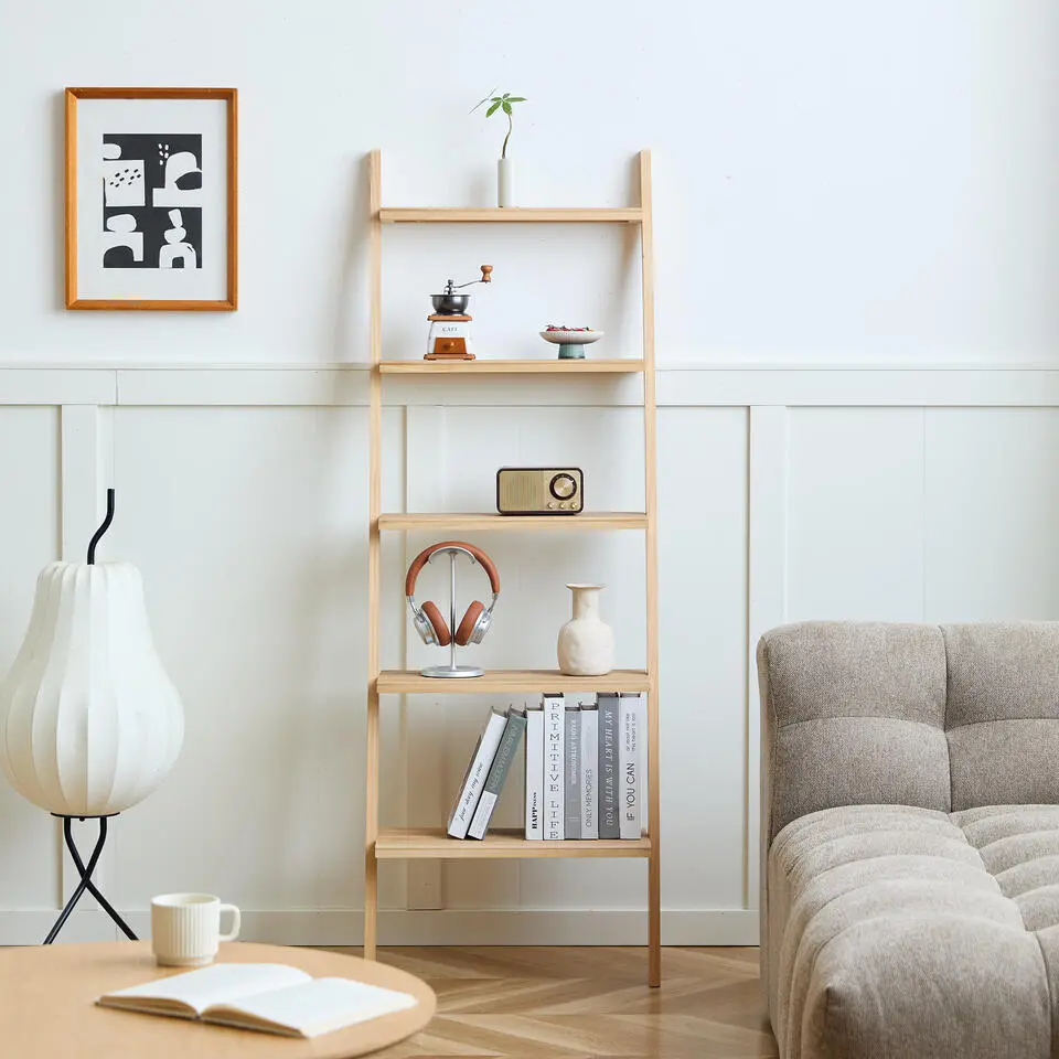 Wandplank Ladder van Massief Natuurlijk Hout