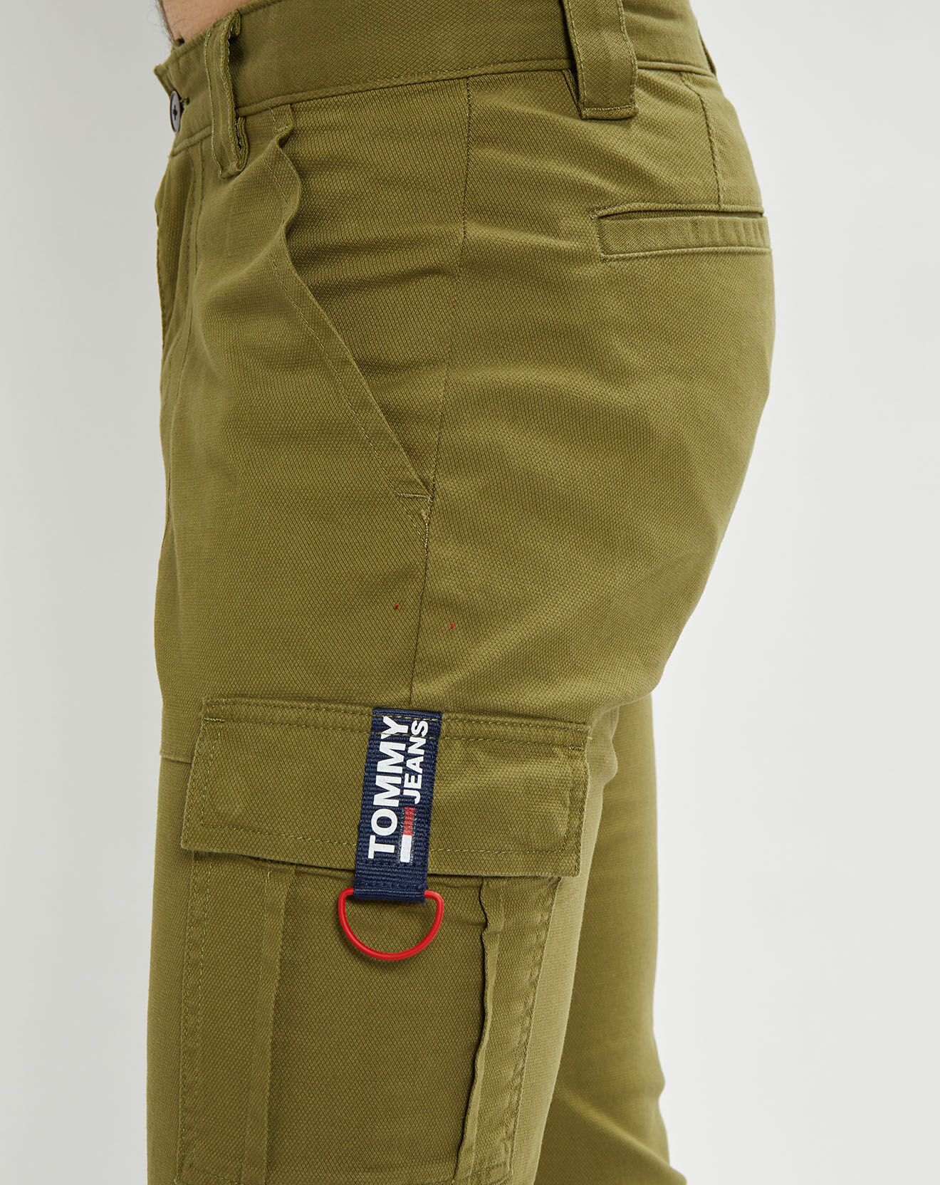 Tommy Jeans Pantalon en Coton Bio slim fit scanton dobby cargo kaki