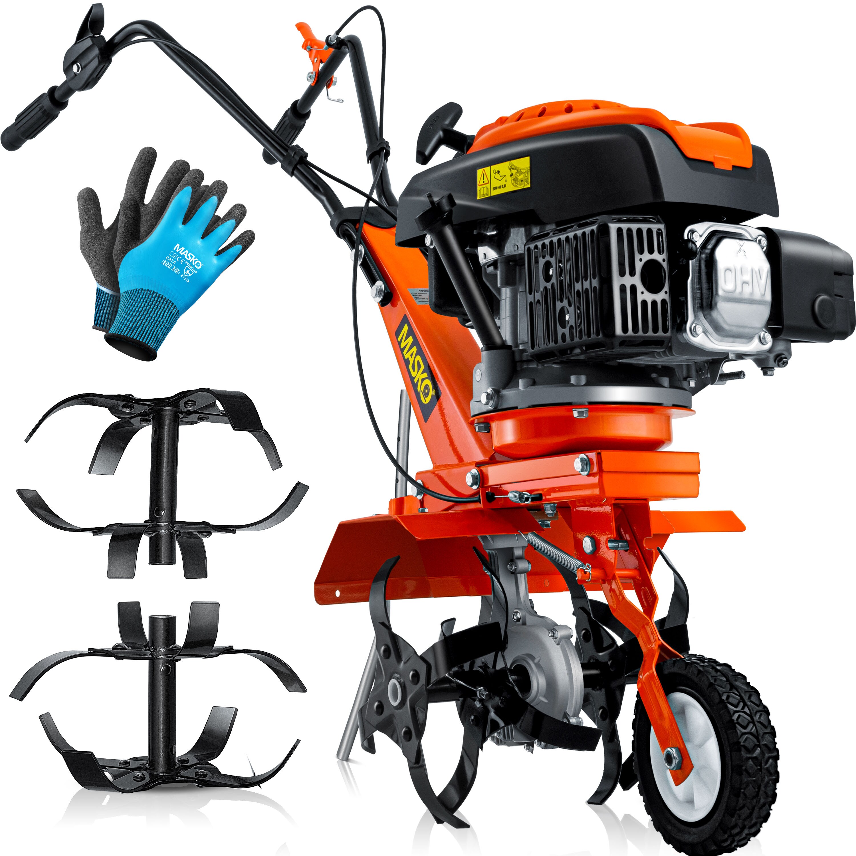 MASKO® Benzin Gartenfräse MK-909 MotorhackeAckerfräse mitArbeitsbreite - 4 Takt Motor- Bodenfräse – Gartenhacke – Kultivator – Bodenhacke