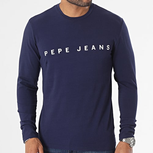 Tee Shirt Manches Longues Logo Bleu Marine