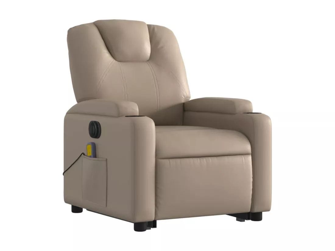 Fauteuil inclinable massant électrique cappuccino similicuir