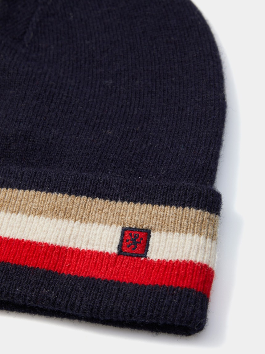 Gorro em lã com riscas tricolor