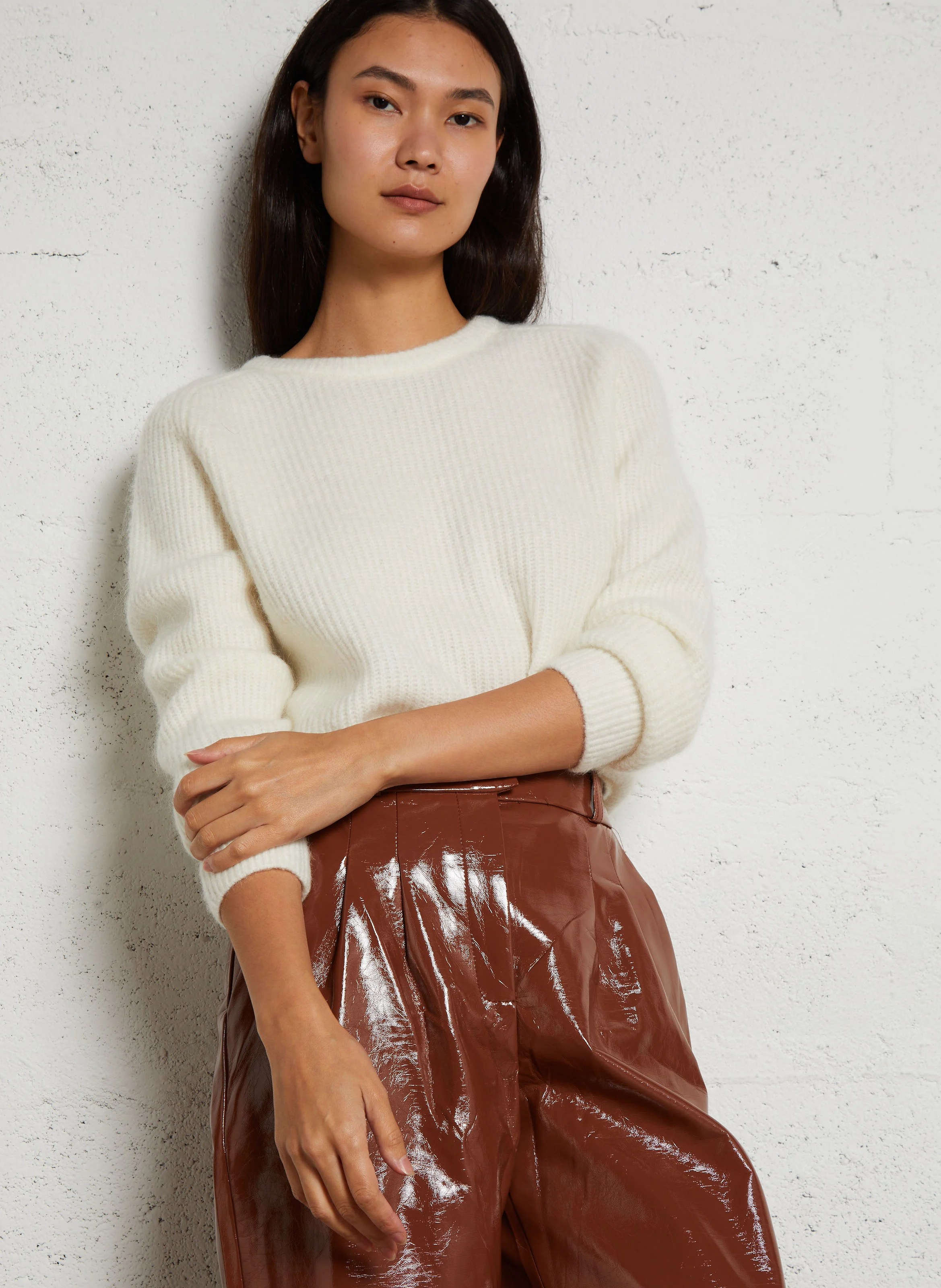 ELORA - Pull droit col rond | Blanc