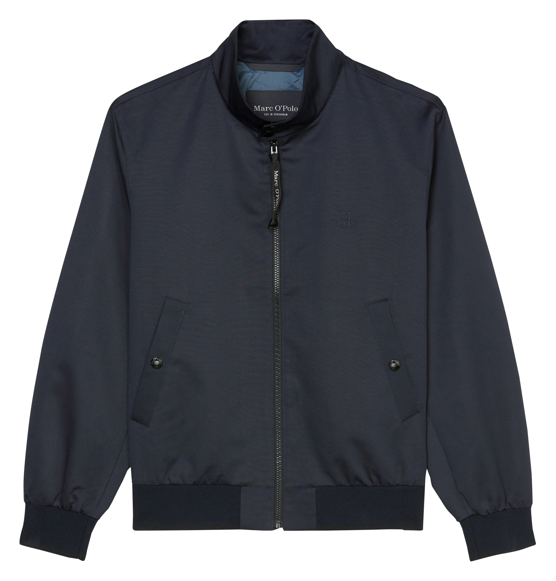 Veste droite zippée à col montant| Bleu