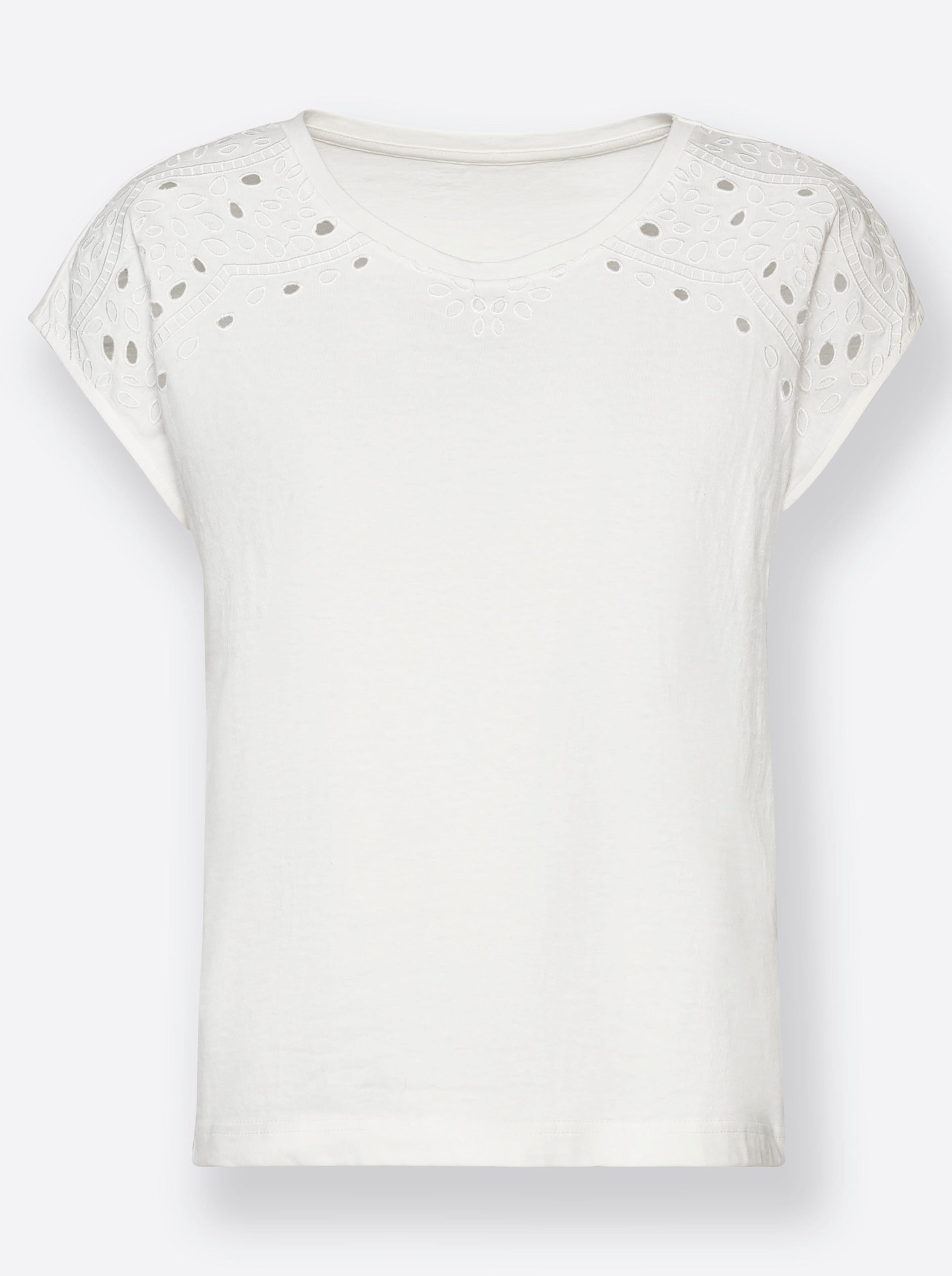 Rundhalsshirt in ecru