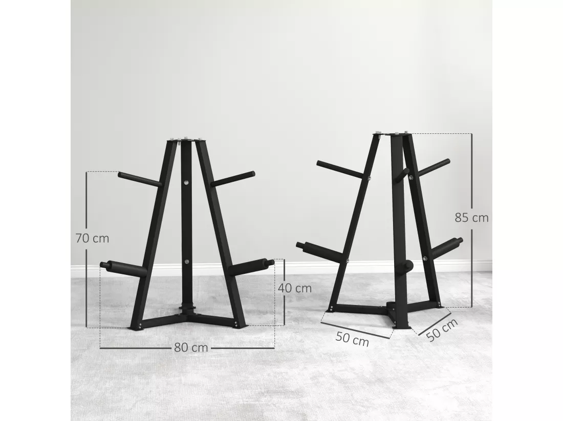 Support de poids pour plaques barre d'haltère - rack de rangement poids max. 300 Kg - acier noir