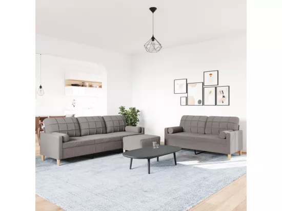 Ensemble de canapés 3 pièces repose-pied et coussins décoratifs