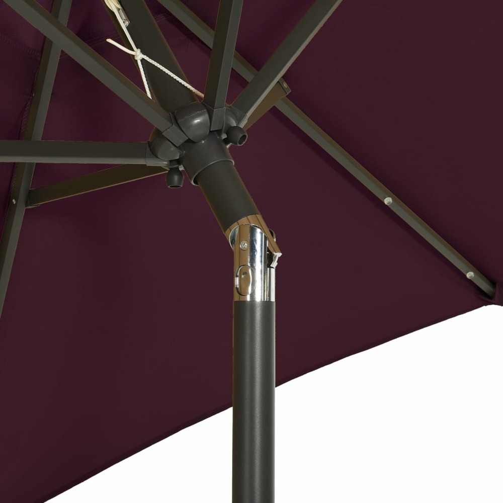 Parasol avec lumières led 200 x 211 cm aluminium rouge bordeaux