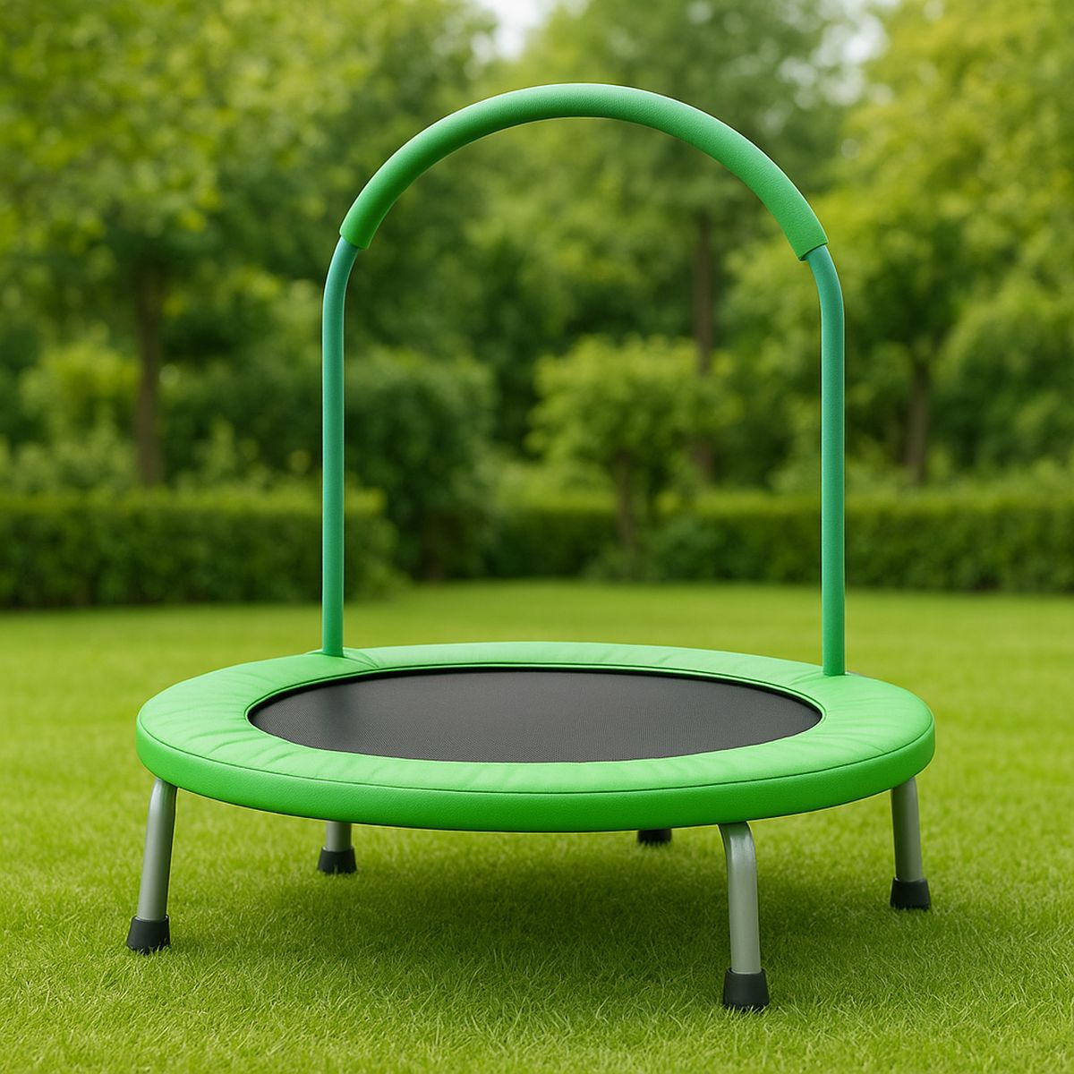 Kindertrampolin 96 cm, grün, mit Stahlrahmen und PP-Sprungfläche, EN71