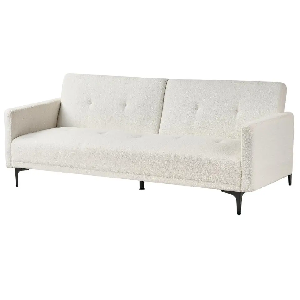 LUCAN - Slaapbank 3-zits - Off-white - Polyester