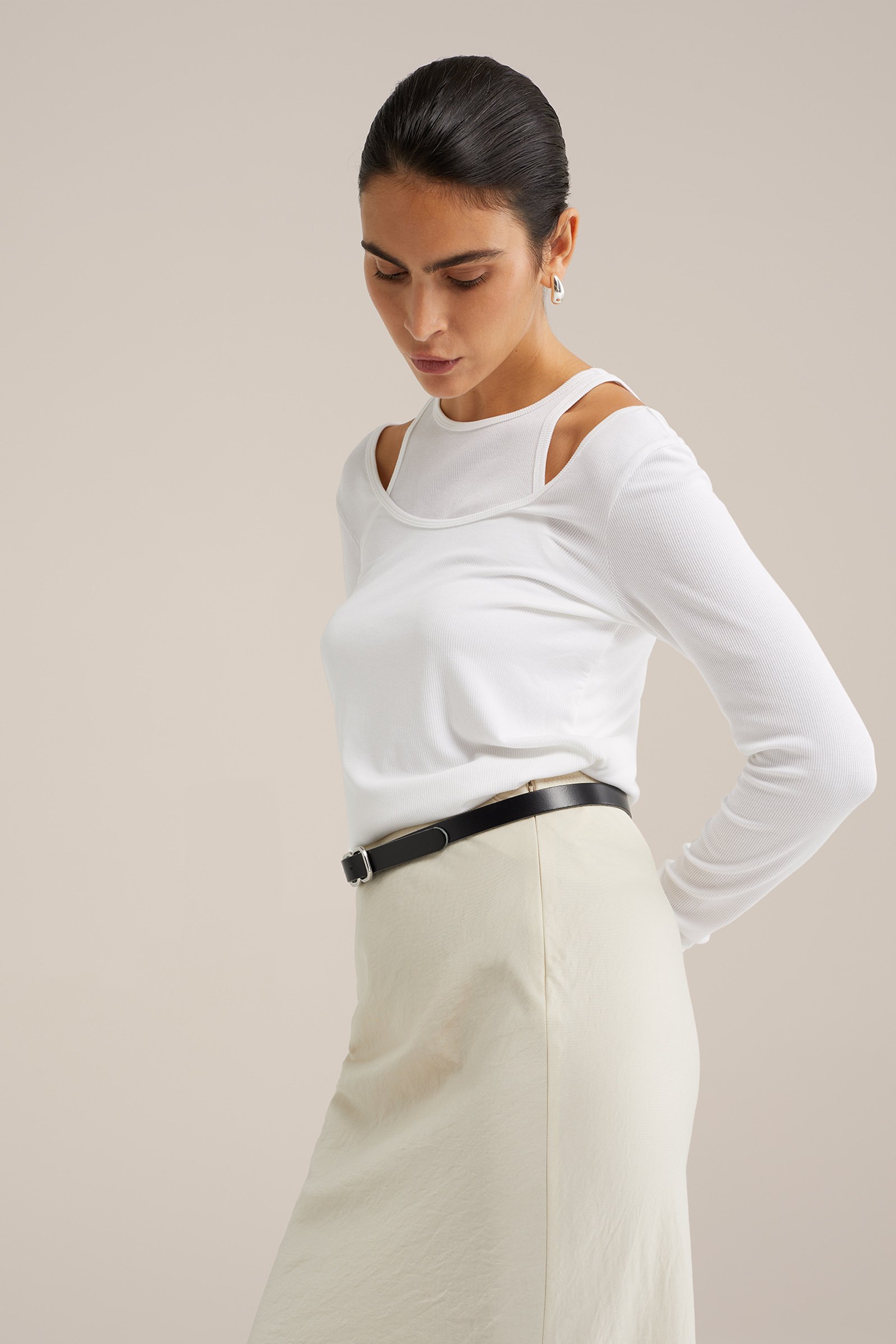 maxi-rok met satijnen look WE Studio Gebroken wit