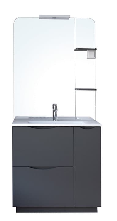Meuble de salle de bains à poser H.185 x l.80 cm, anthracite, Palermo