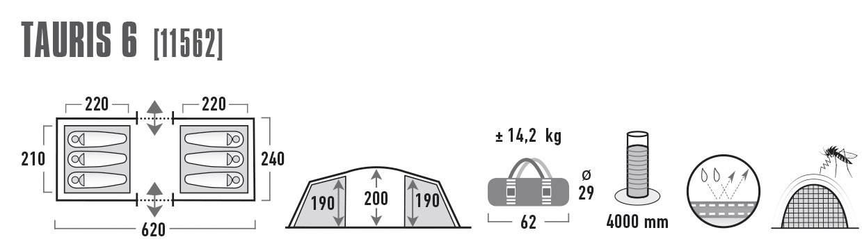 High Peak Tauris 6 Tunnelzelt für 6 Personen