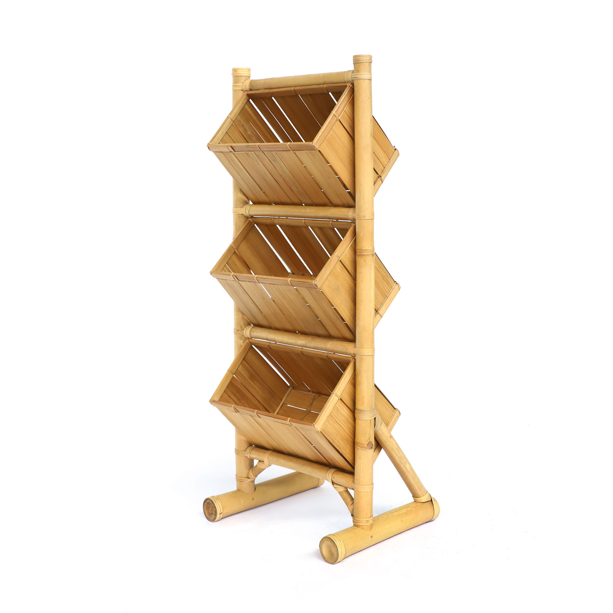 3er Bambus-Boxen in Regal, H 120 cm, B 53 cm, L 40 cm von fischer's lagerhaus