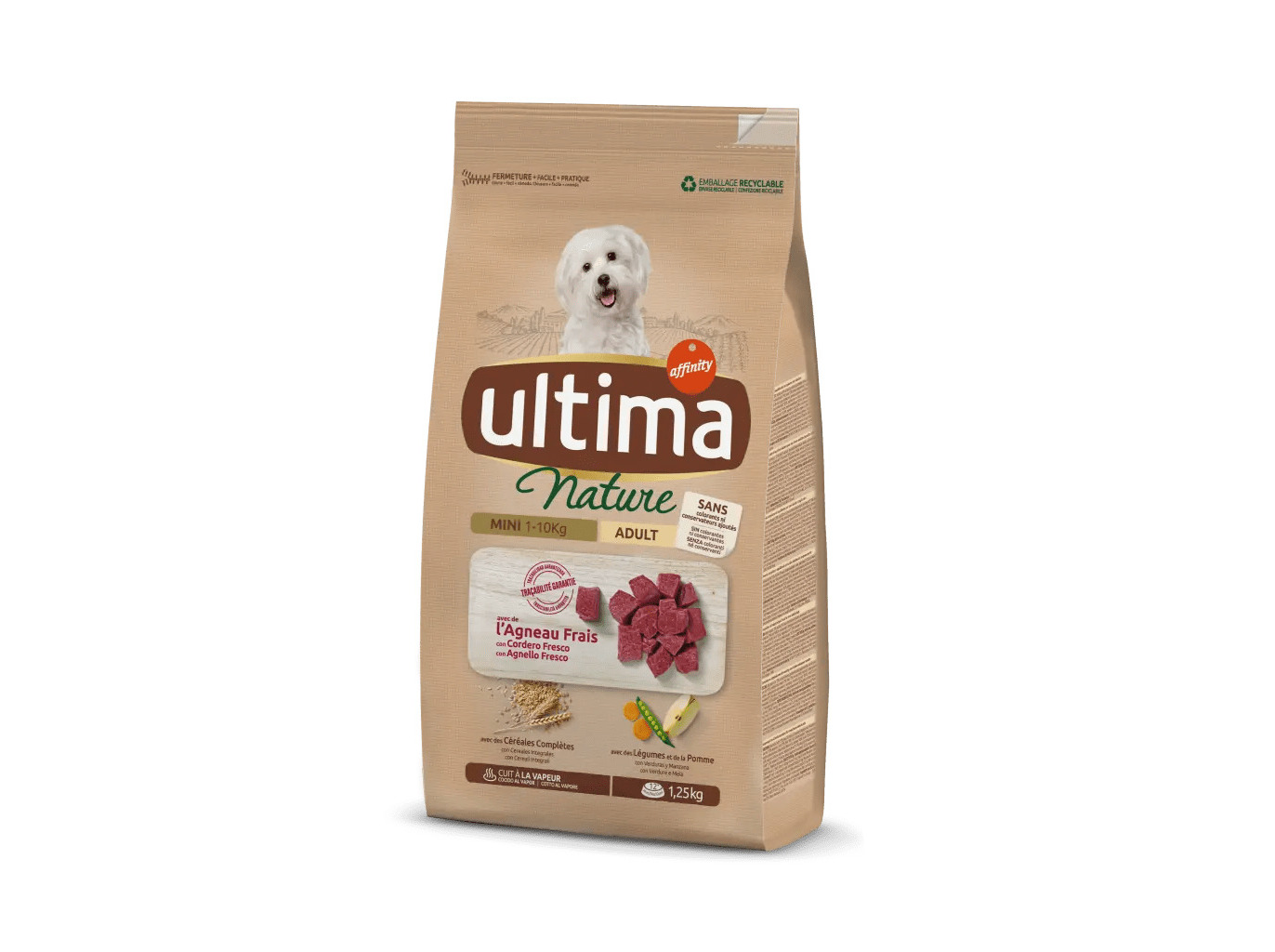 RAÇÃO PARA CÃO NATURE ULTIMA MINI COM BORREGO 1.25KG