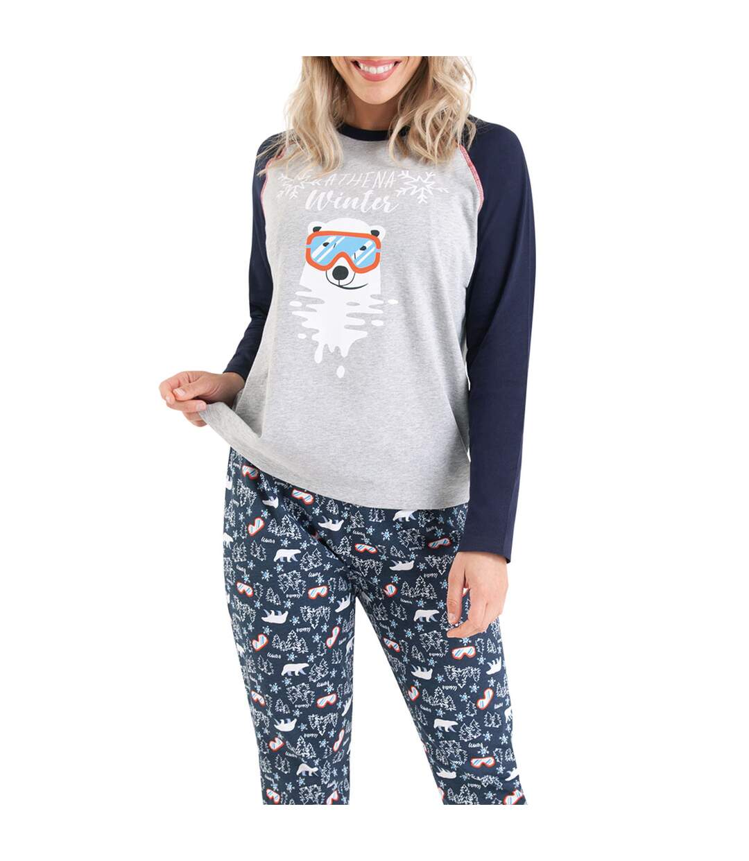 Pyjama long col rond femme Family