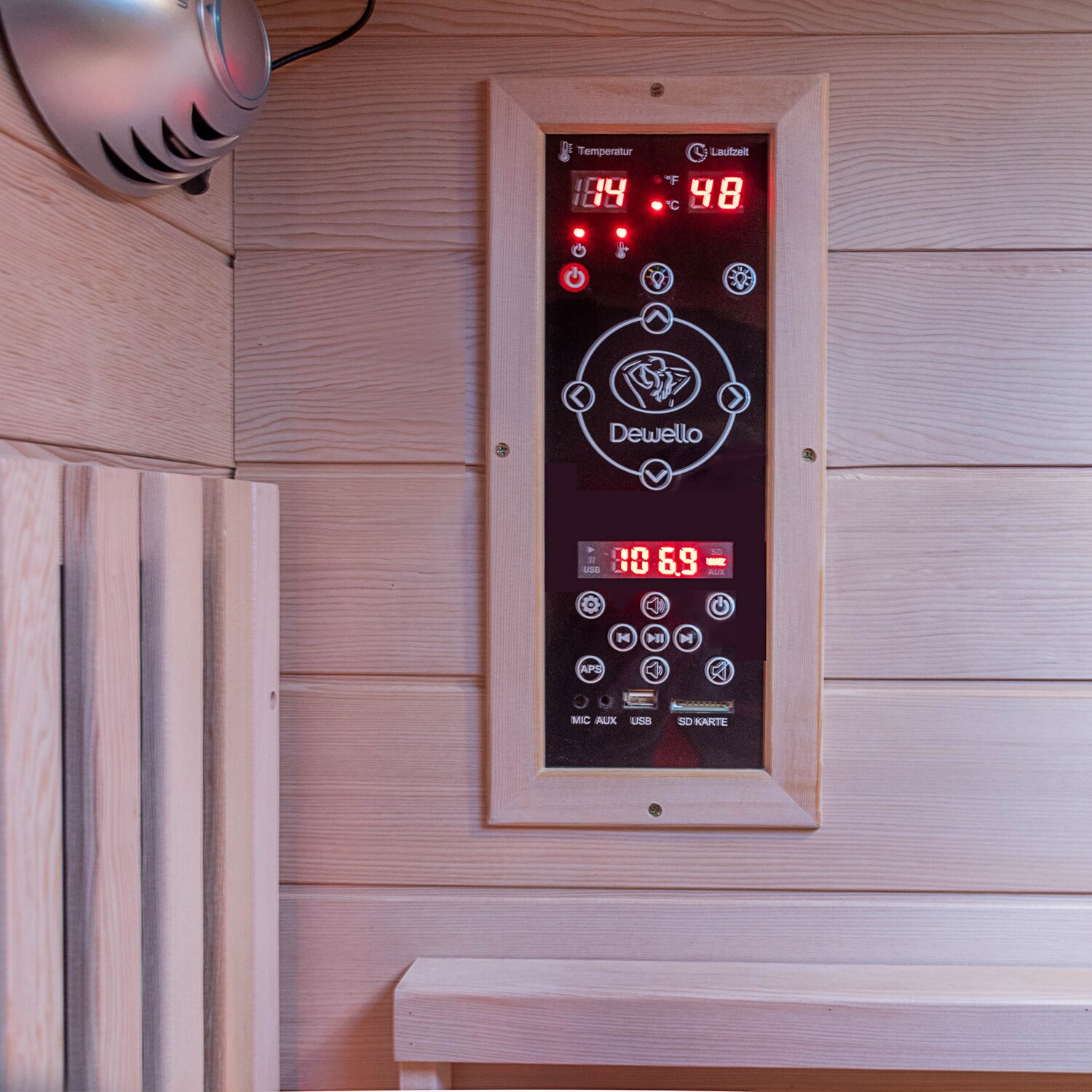 Dewello® Infrarotkabine Infrarotsauna KINGSTON 130cm x 105cm inkl. 4 Vollspektrumstrahler, 2 Karbonstrahler, 2 Personen