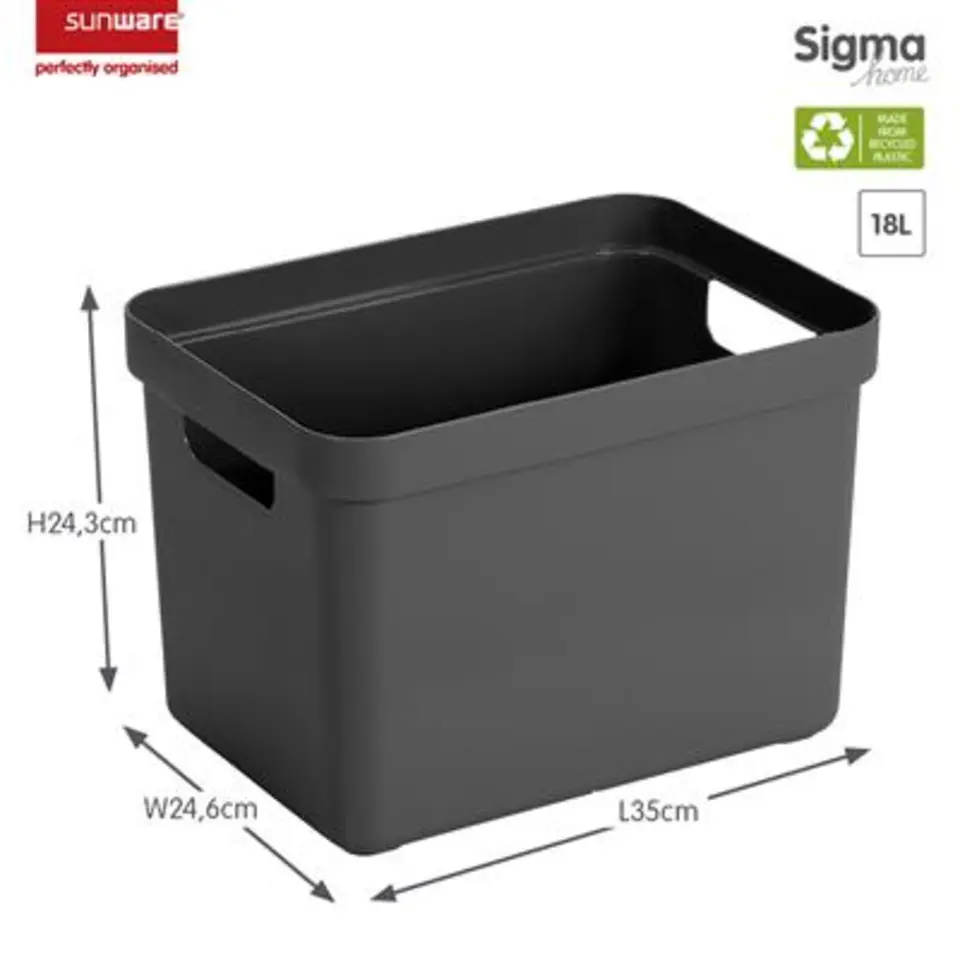 Sigma home opbergbox 18L antraciet