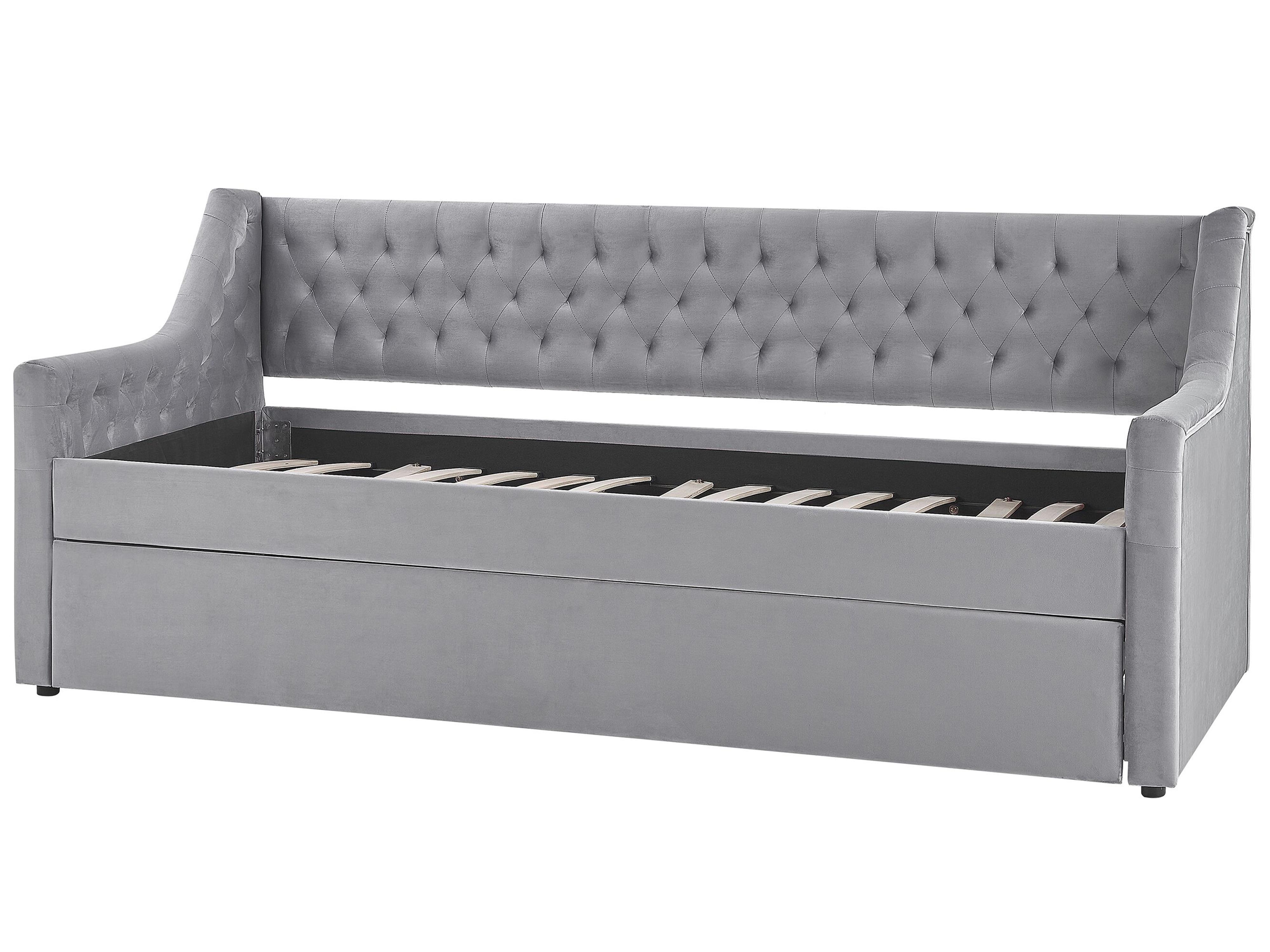 Onderschuifbed Fluweel MONTARGIS 90 x 200 cm Lichtgrijs