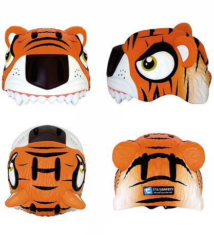 Crazy Safety Fahrradhelm m. Light - Tiger - Orange