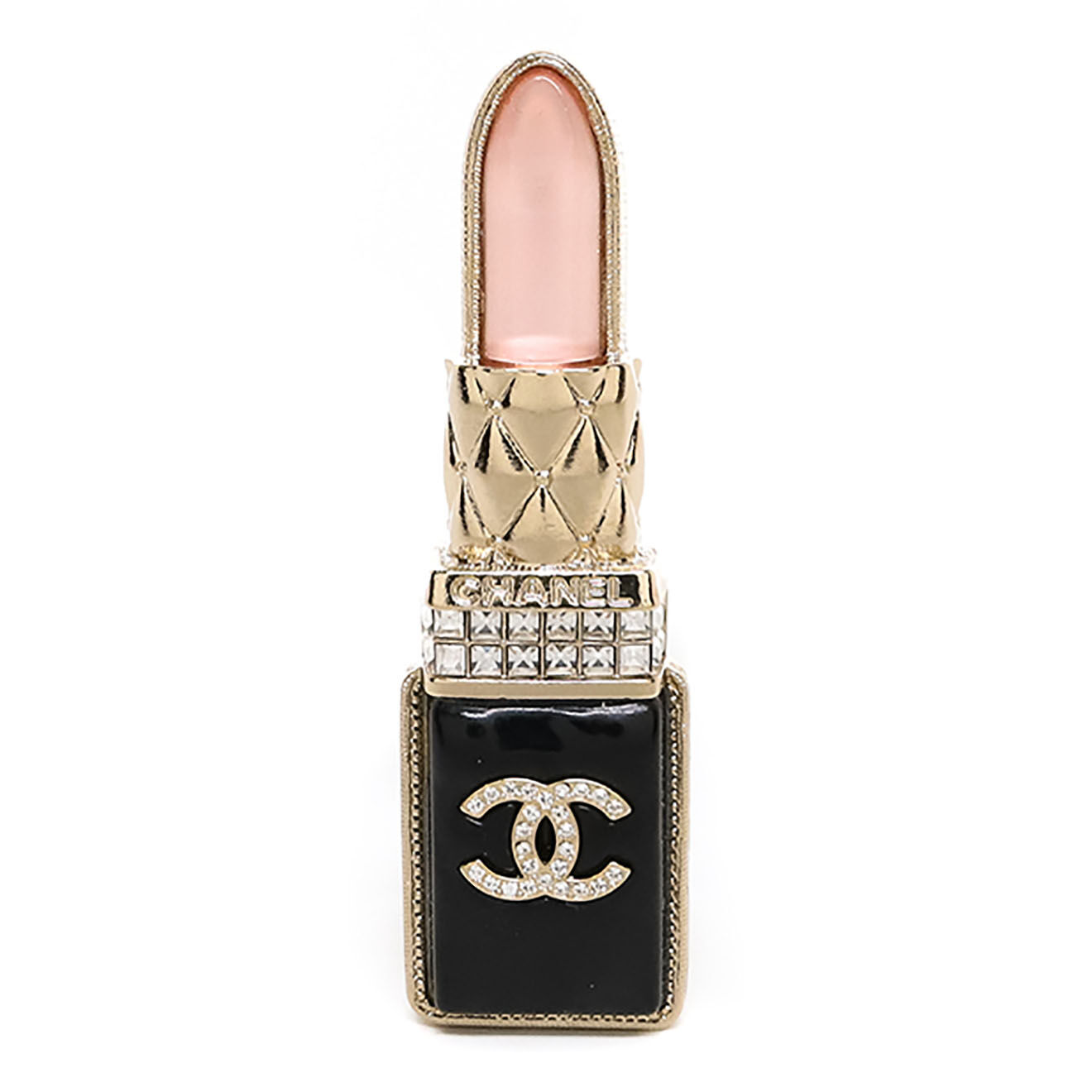 Chanel Broche Lipstick & Strass noire - Neuf sans étiquette