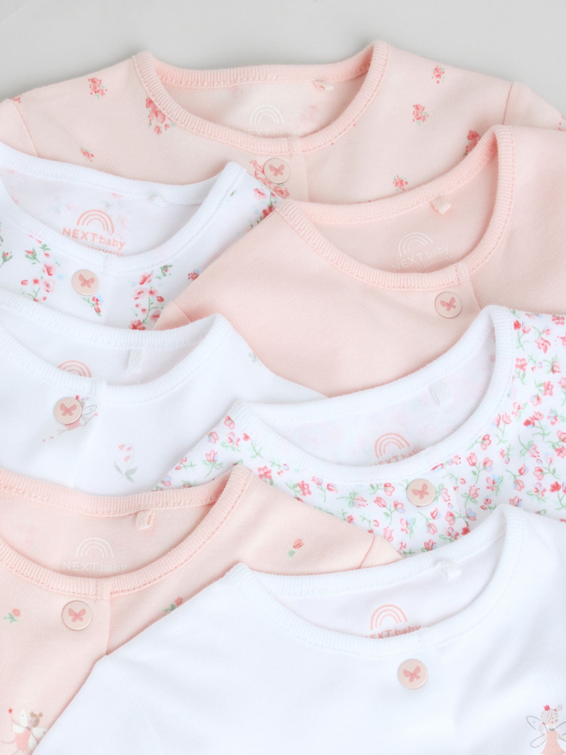Wit/roze - Babypyjama (0-2jr)