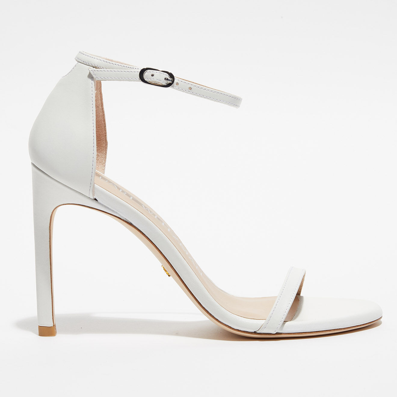 Stuart Weitzman Sandales en Cuir Nudistsong blanches - Talon 10,5 cm