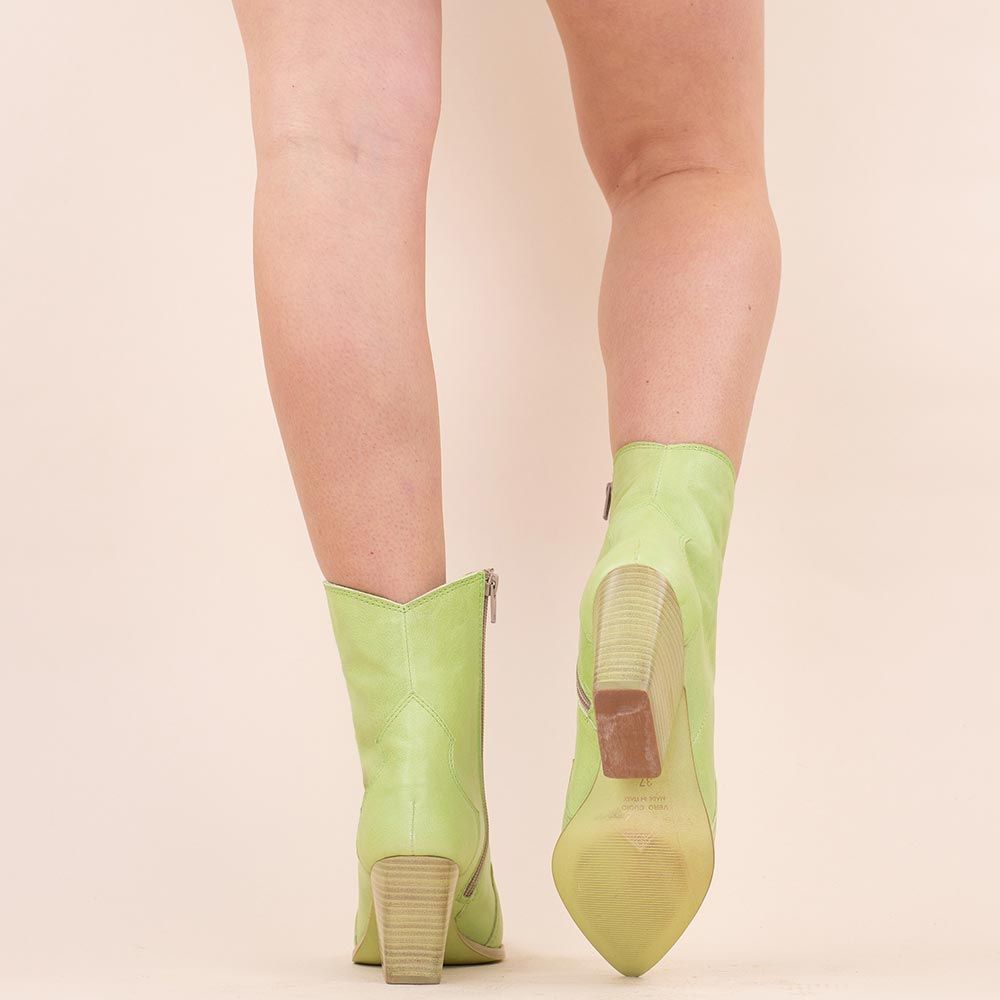 Pistache groen enkellaarzen met rits