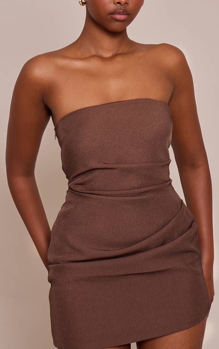 Chocolat Robe Mini Bandeau Froncée