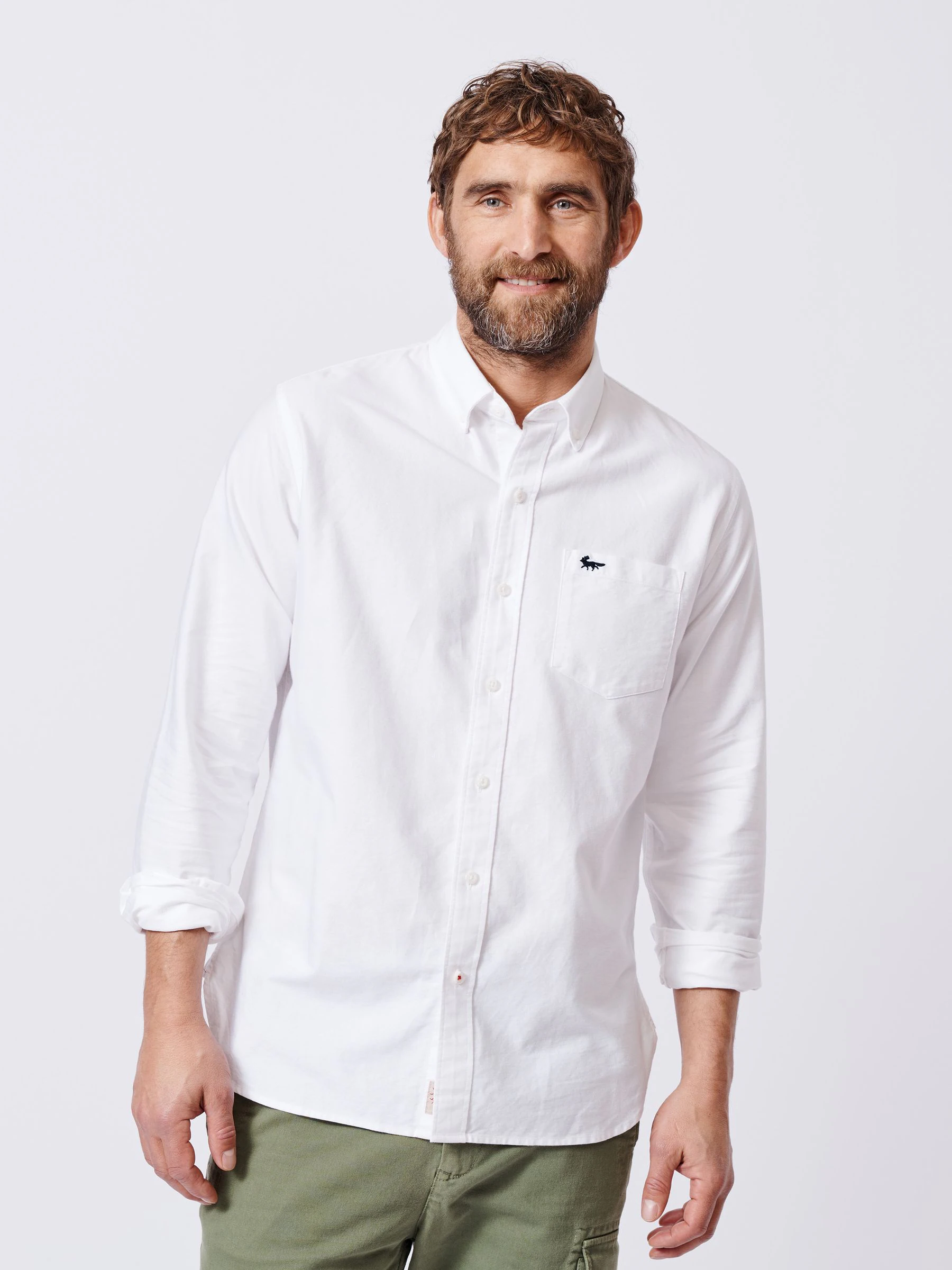 Wit - Aubin Aldridge Oxford katoenen overhemd met knopen