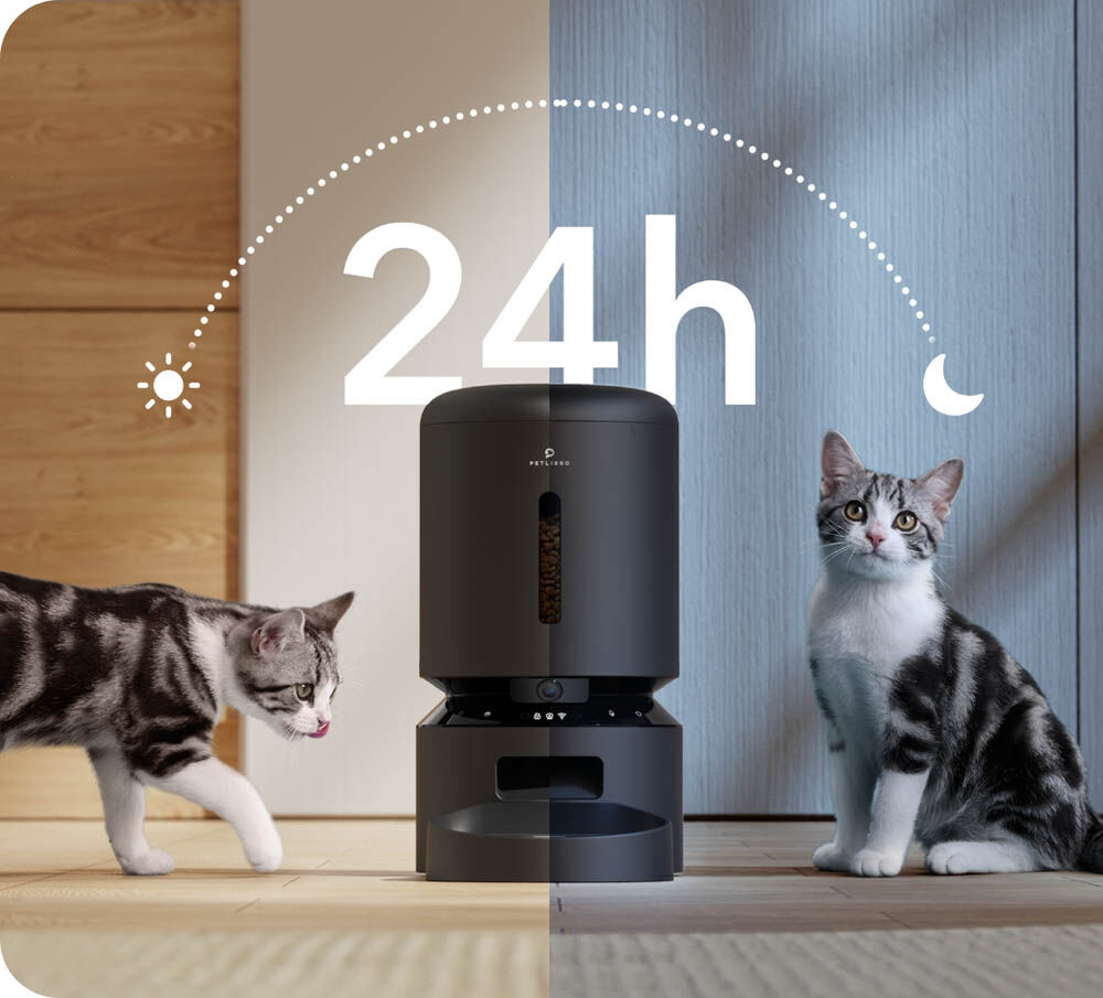 Petlibro - Automatische Dubbele Kattenvoerbak met camera - 5 l - Zwart - 1x35.8x1 cm