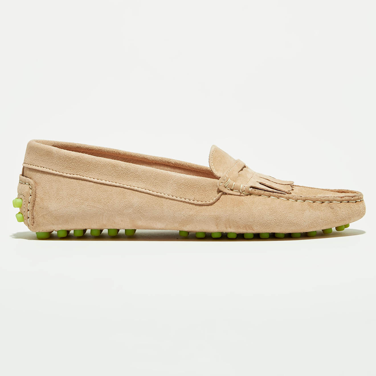 Flavio Création Mocassins en Velours de Cuir Marcia poudre/jaune