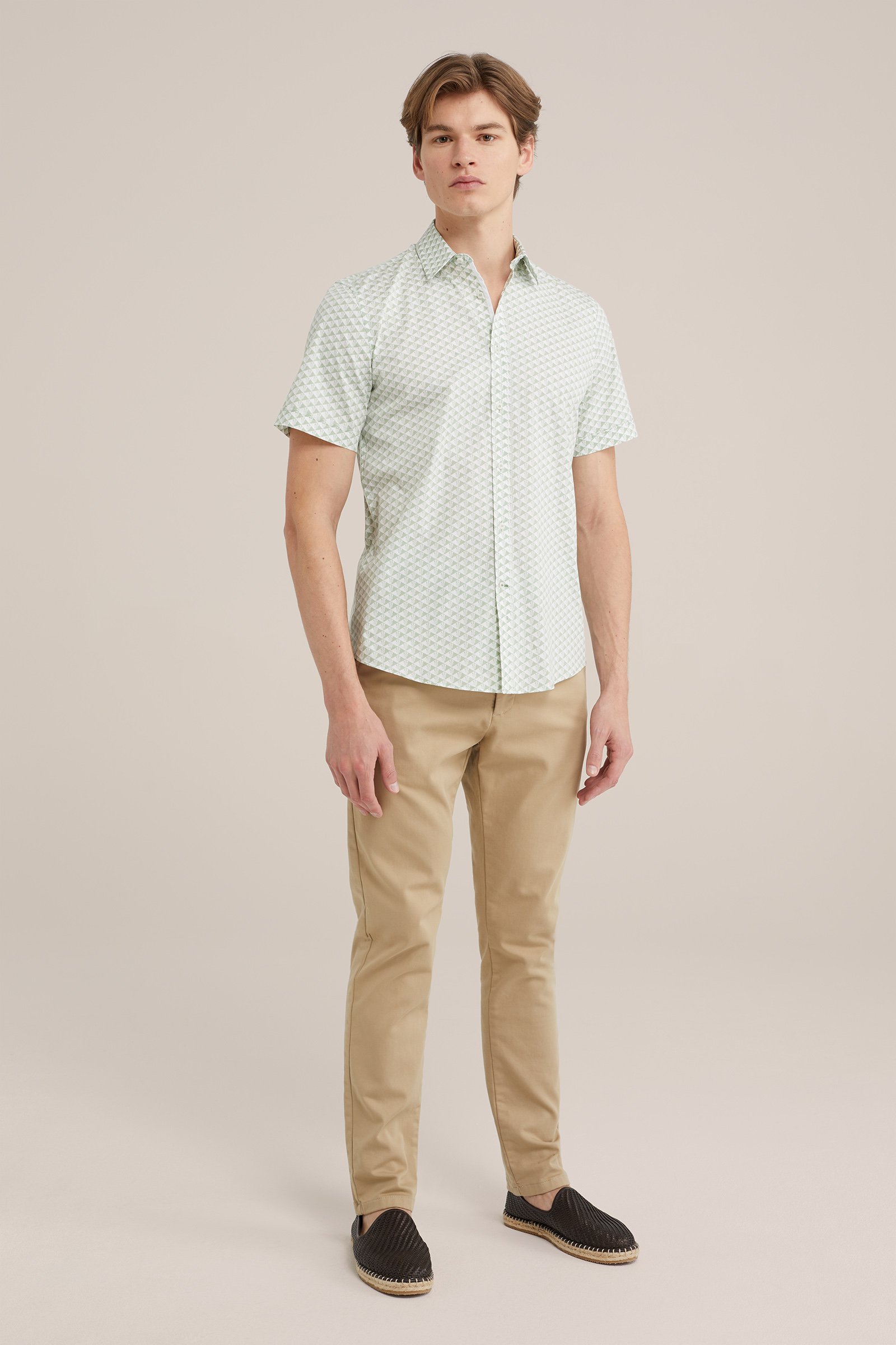 geprint katoenen overhemd met stretch WE Fashion Pastelgroen