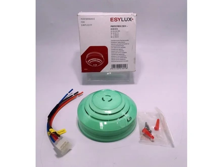 ESYLUX ER10018916, Fotoelektrisk refleksion detektor, Ledningsført, Hvid, 85 dB, Overflademonteret, Vekselstrøm