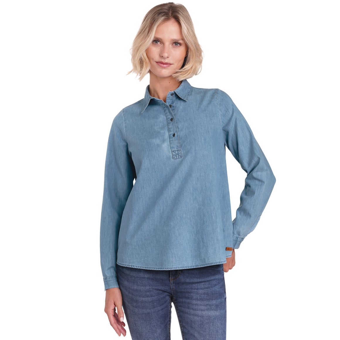 Gina Damen Bluse aus Bio-Baumwolle hellblau