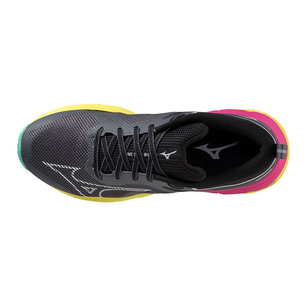 Mizuno WAVE IBUKI 4 - Chaussures trail Femme iron gate/blaz.yellow/fuchsia fed