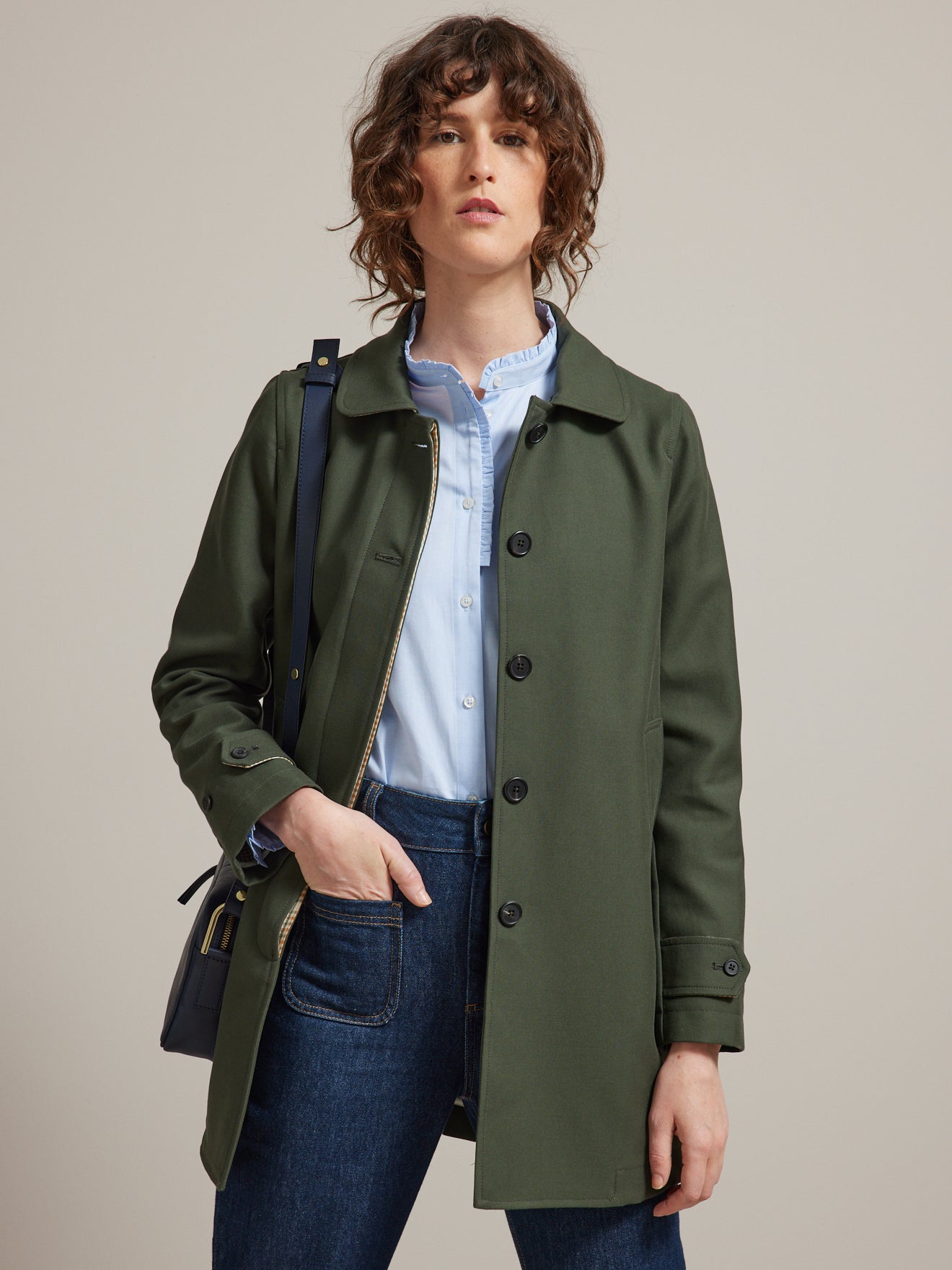 Manteau Car Coat gabardine double face femme